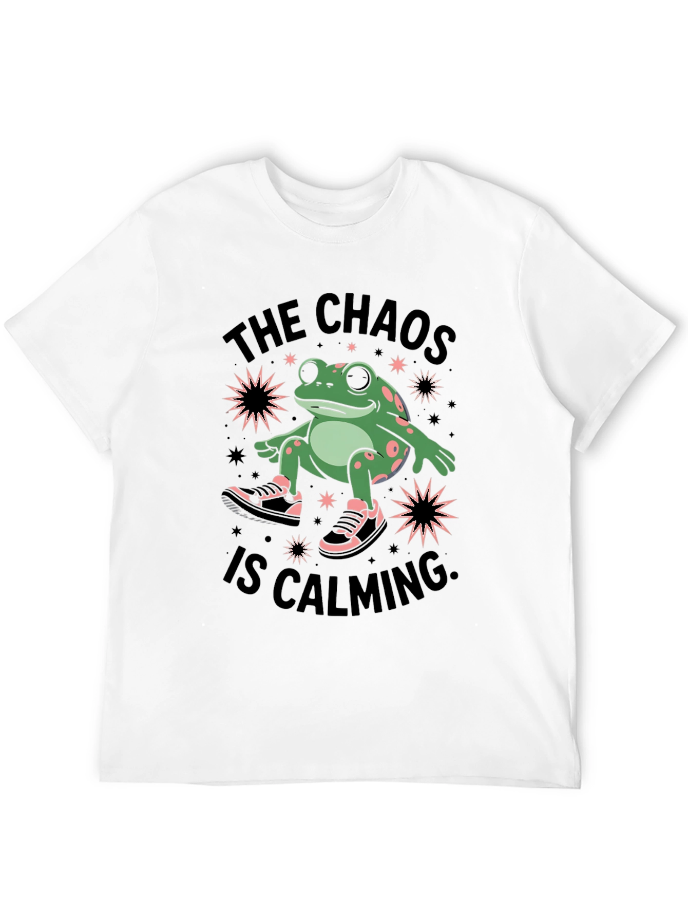 Chaos Calming Frog Graphic Tee - Black