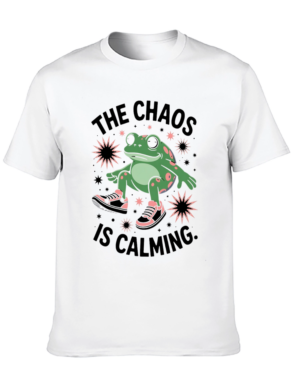 Chaos Calming Frog Graphic Tee - Black