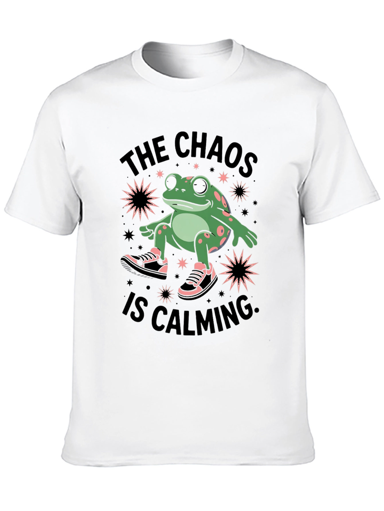 Chaos Calming Frog Graphic Tee - Black