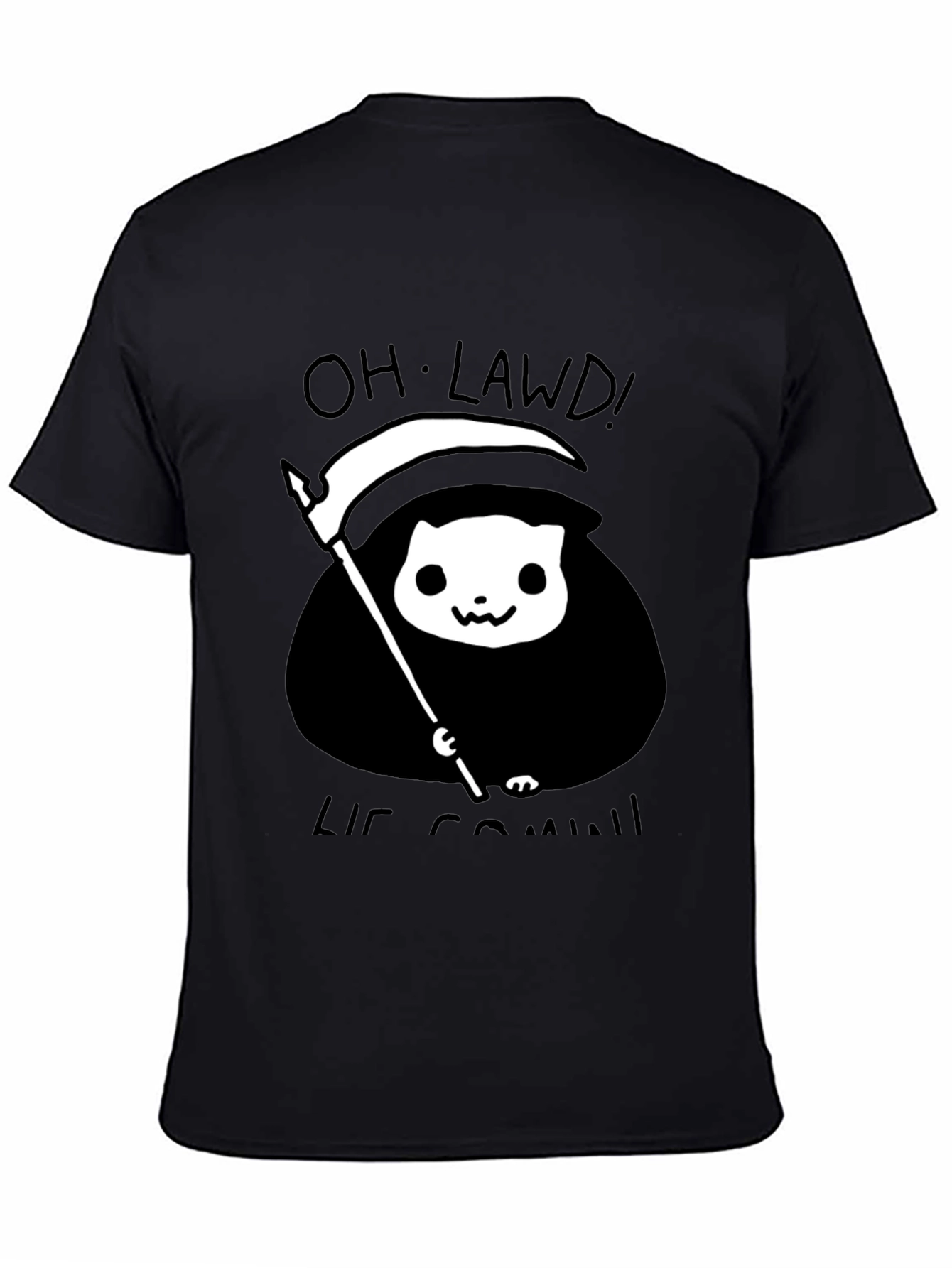 Grim Reaper Cat T-Shirt - Oh Lawd He Comin Tee