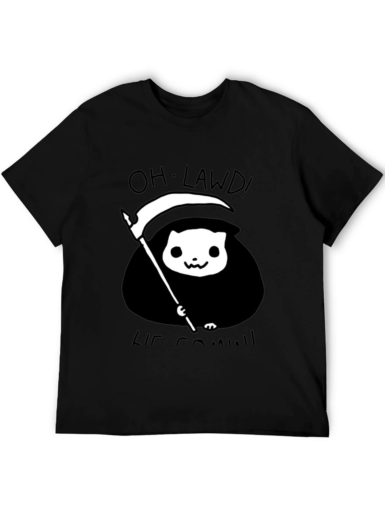 Grim Reaper Cat T-Shirt - Oh Lawd He Comin Tee