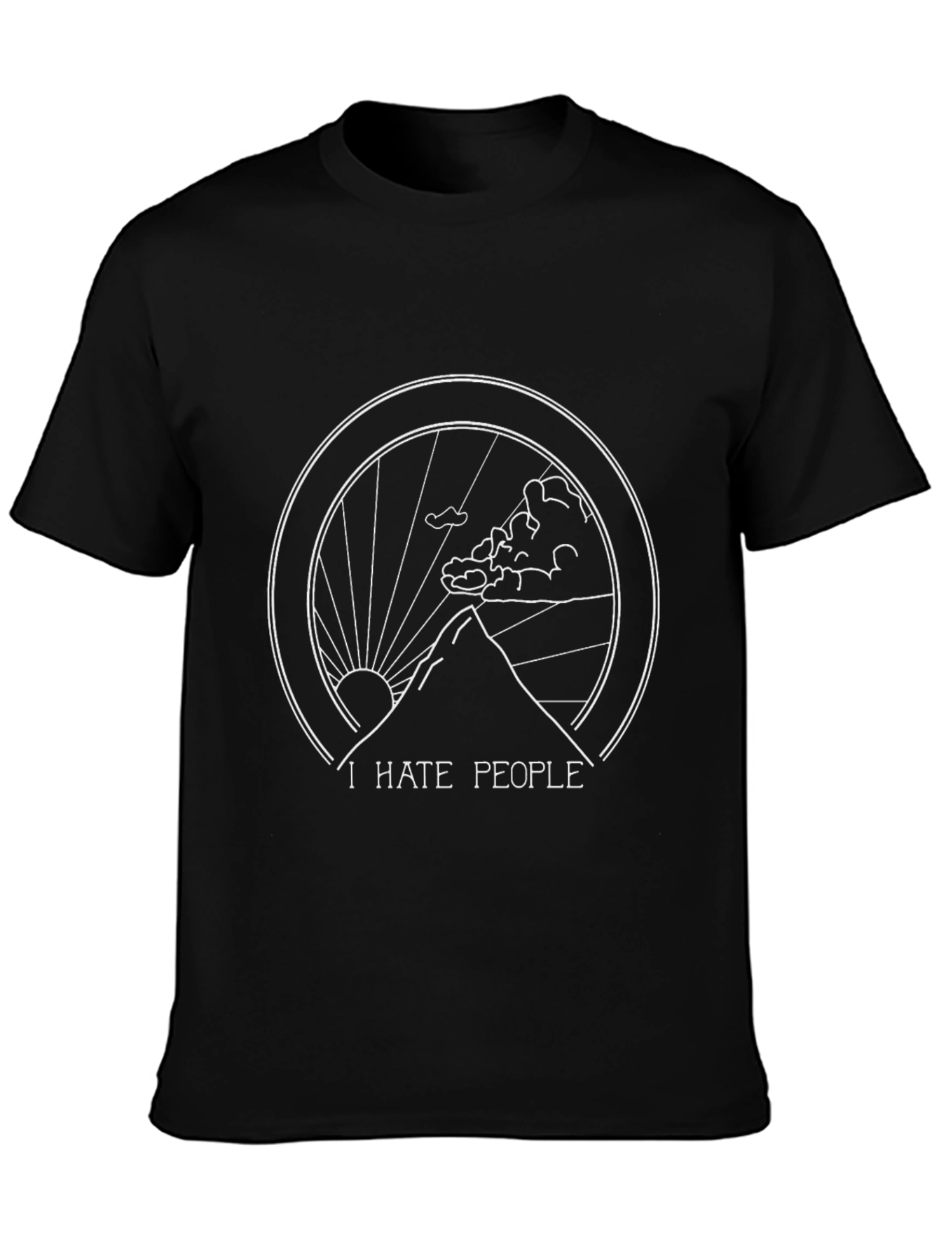 I Hate People Mountain Graphic Black T-Shirt