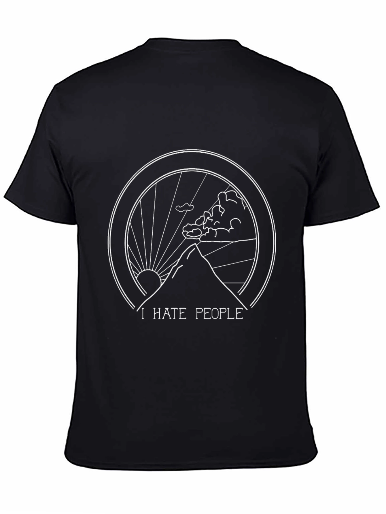 I Hate People Mountain Graphic Black T-Shirt