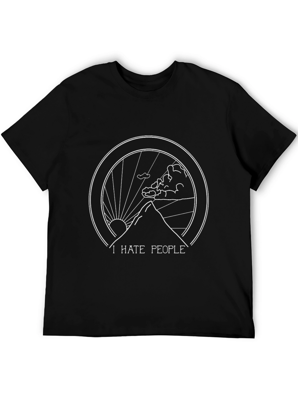 I Hate People Mountain Graphic Black T-Shirt