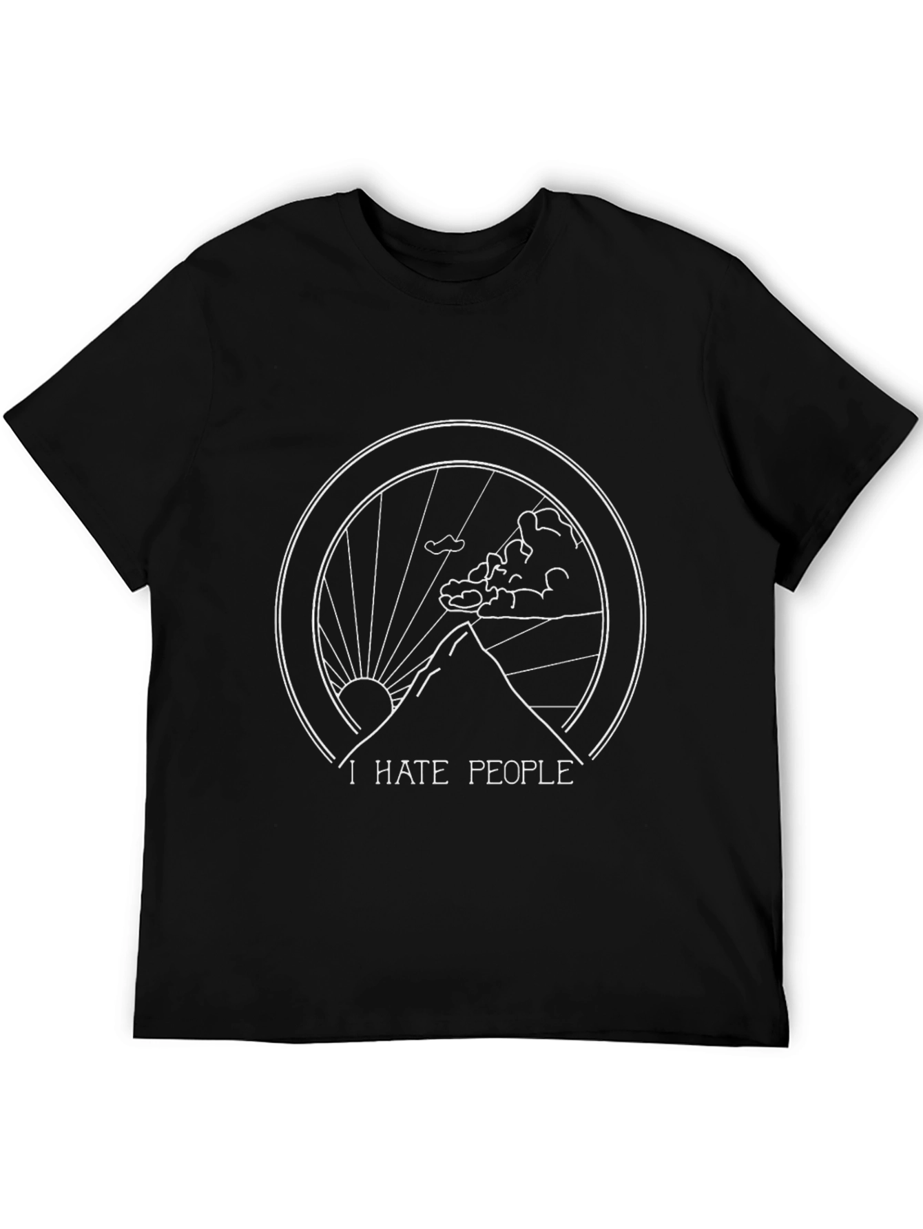 I Hate People Mountain Graphic Black T-Shirt