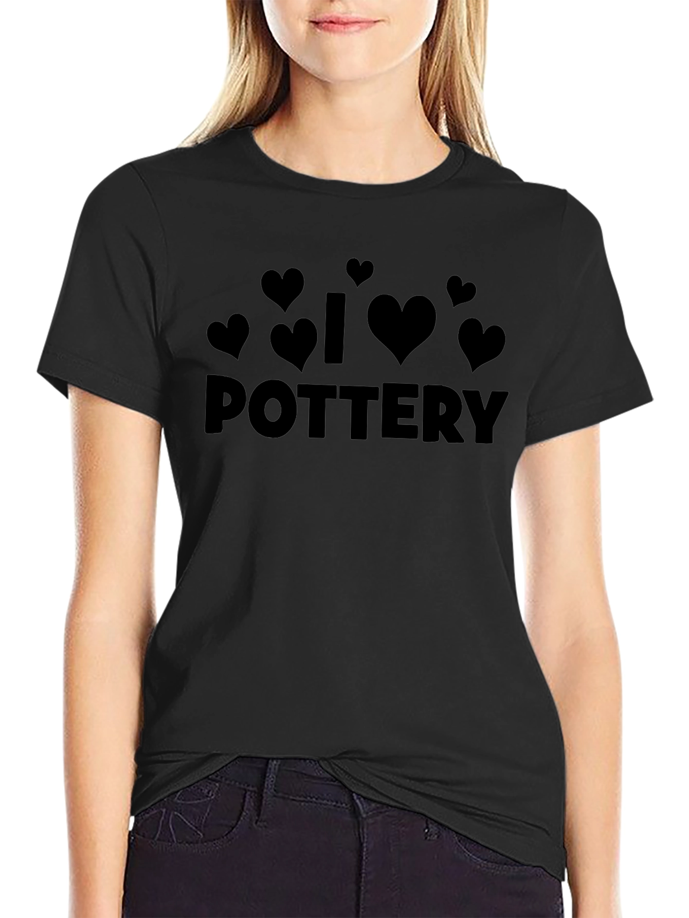 I Love Pottery T-Shirt - Black Heart Design