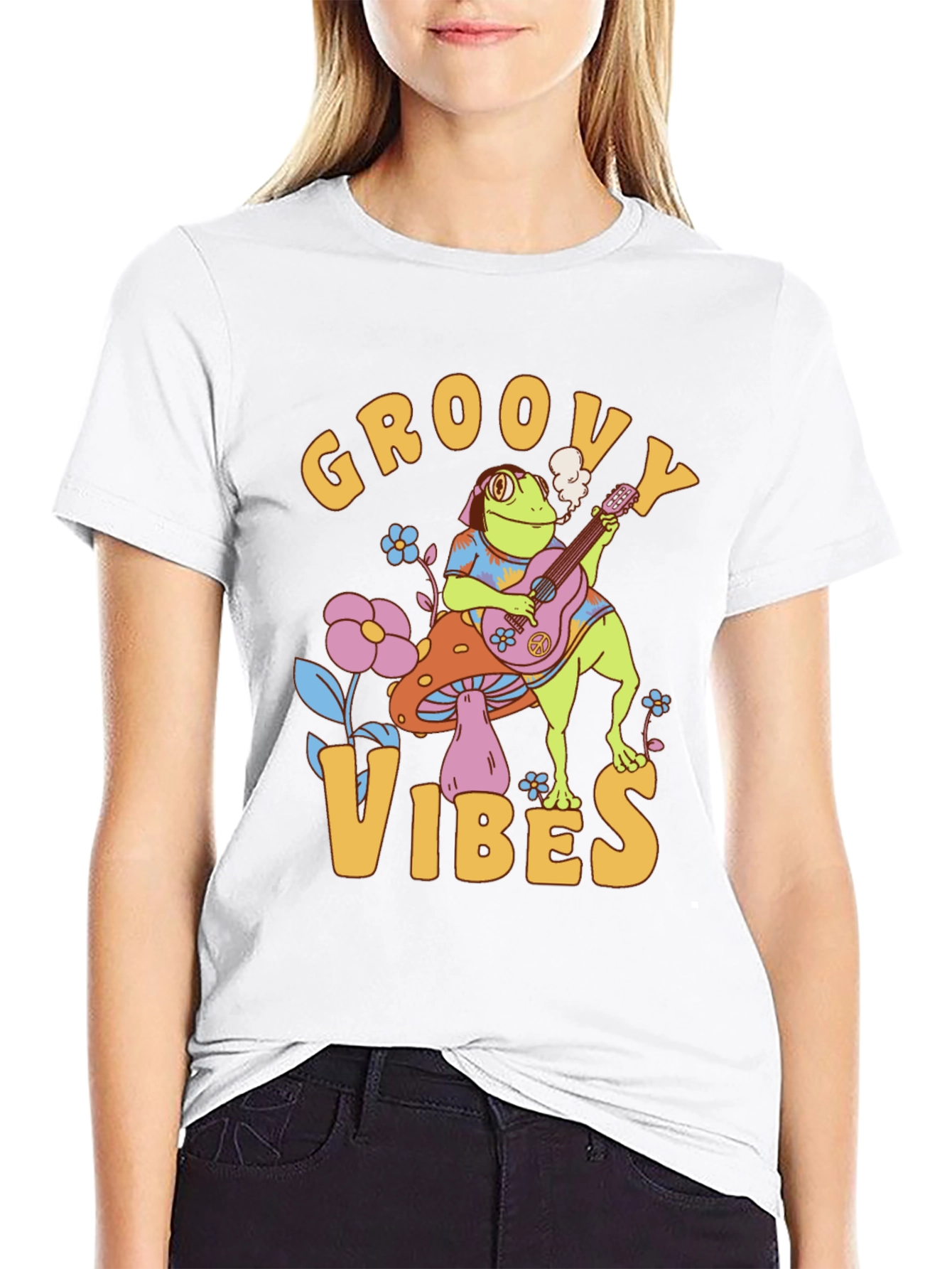Groovy Vibes Frog T-Shirt - Retro Design