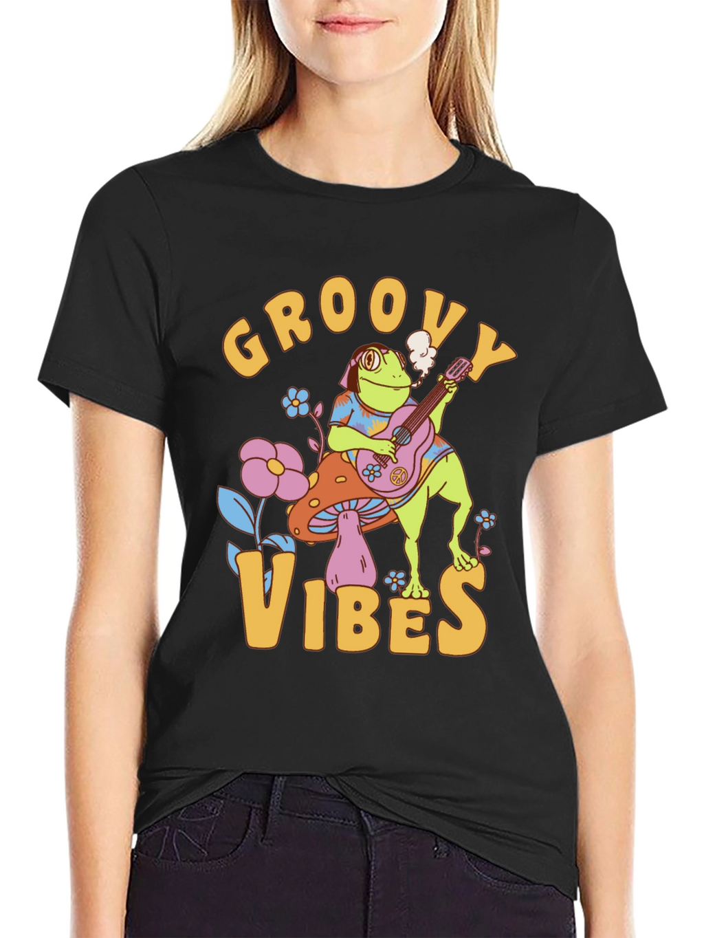 Groovy Vibes Frog T-Shirt - Retro Design