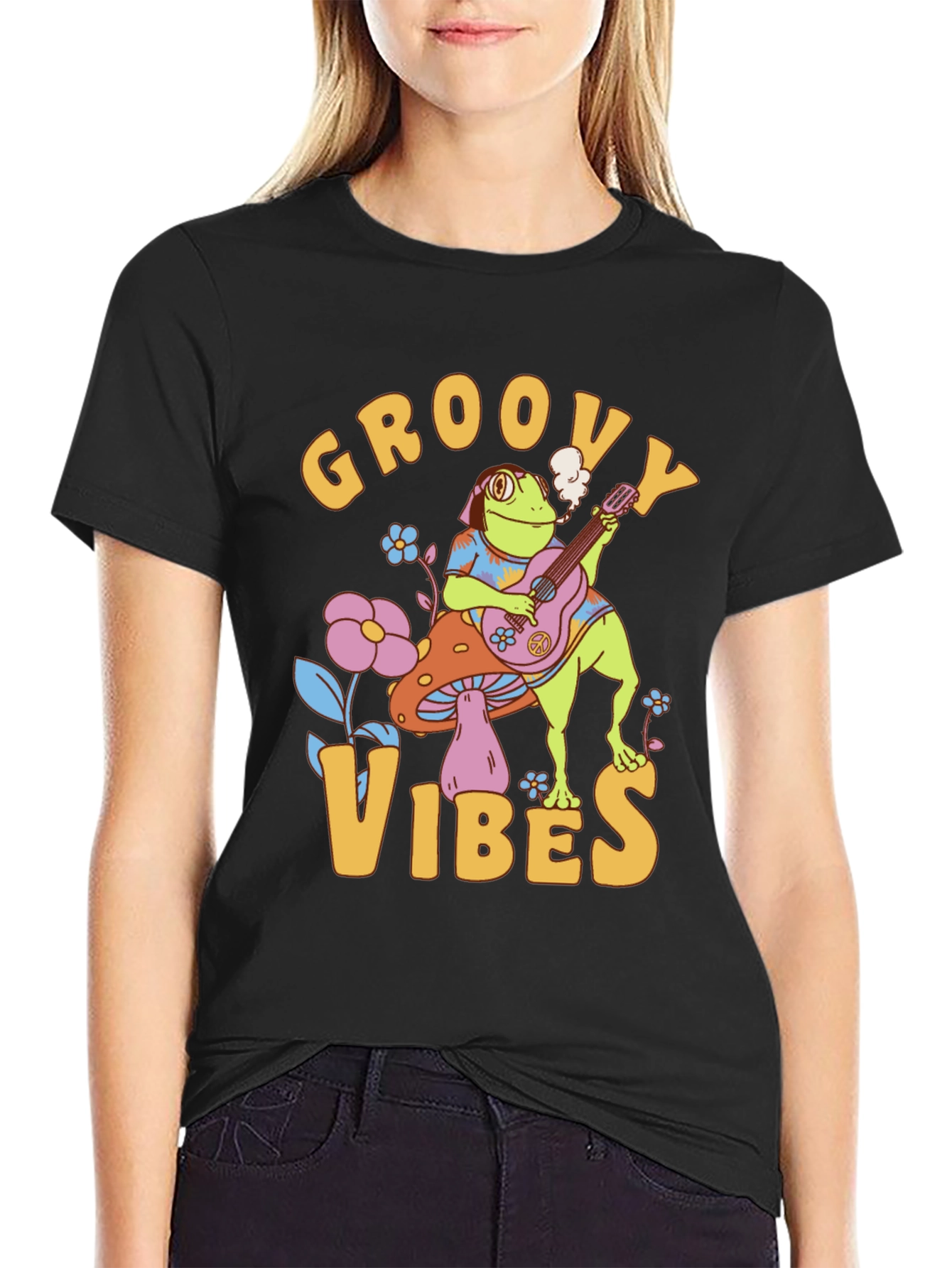 Groovy Vibes Frog T-Shirt - Retro Design