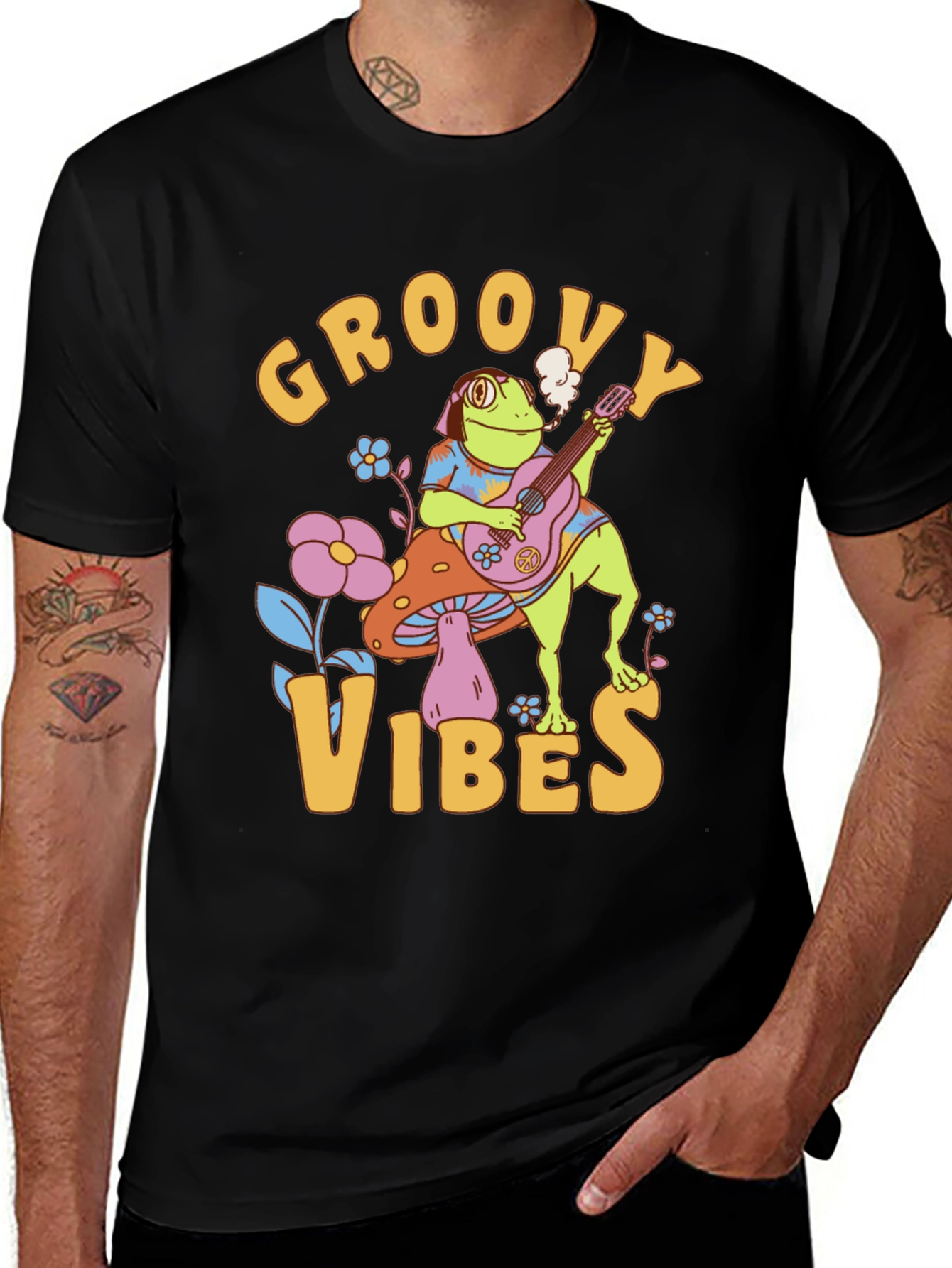Groovy Vibes Frog T-Shirt - Retro Design
