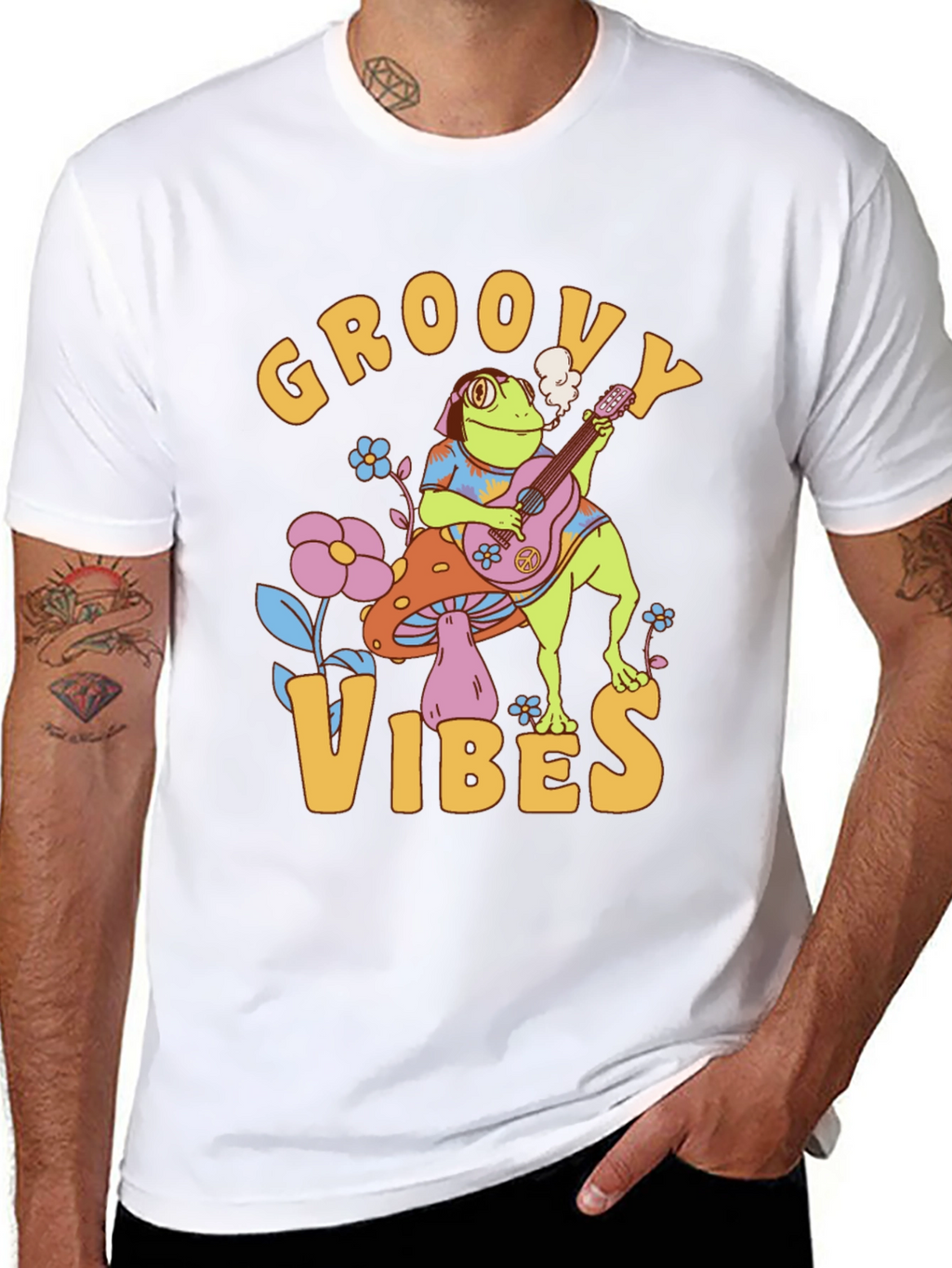 Groovy Vibes Frog T-Shirt - Retro Design