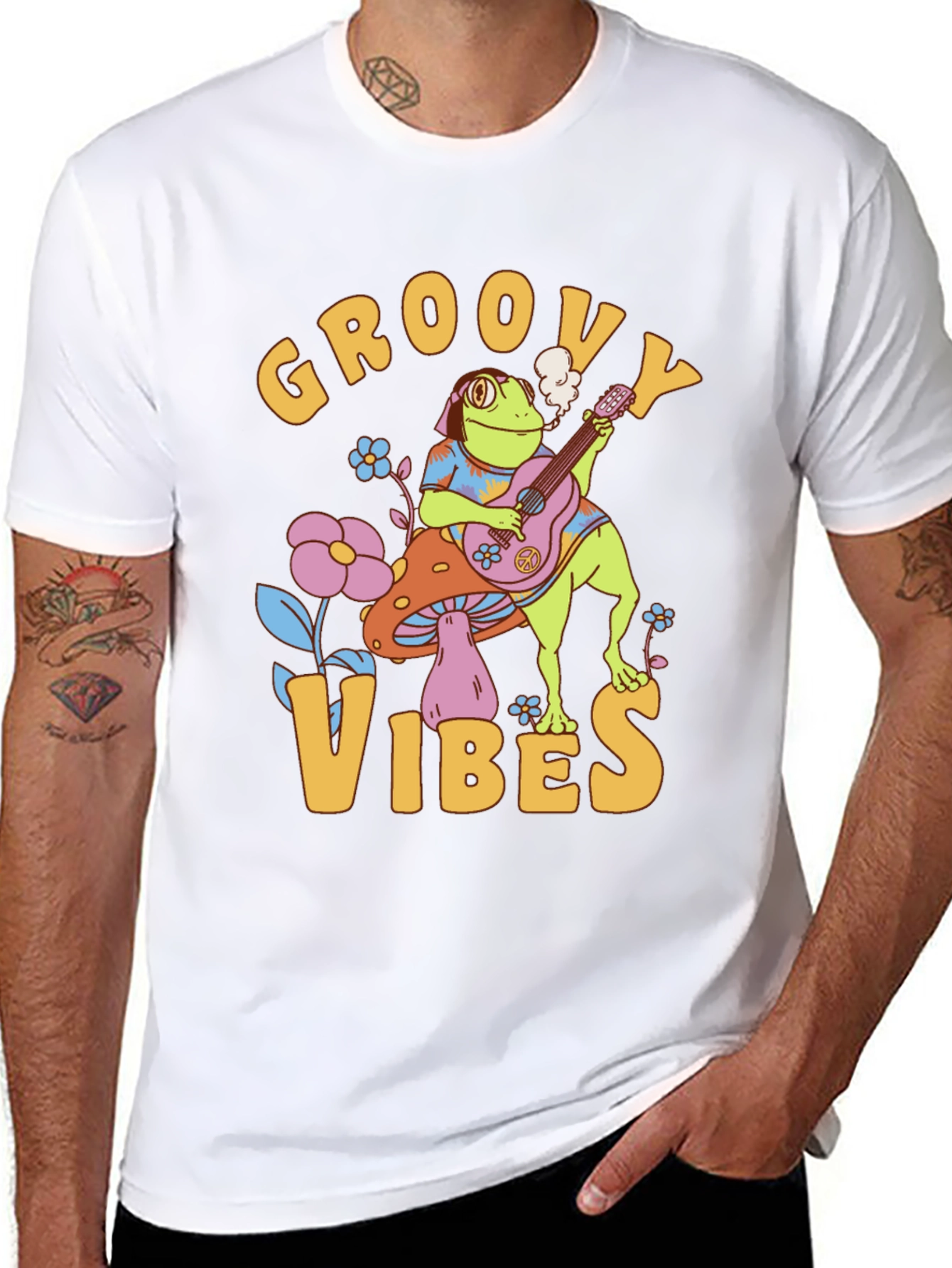 Groovy Vibes Frog T-Shirt - Retro Design
