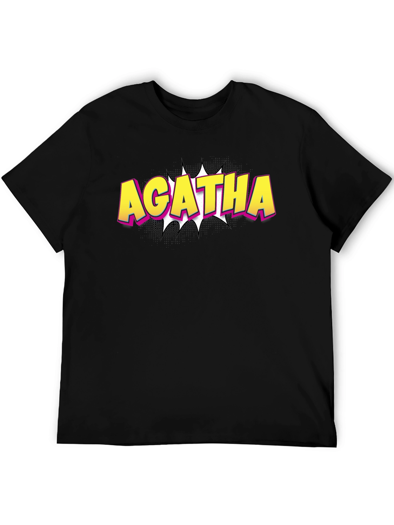 Agatha Comic Style Graphic Tee - Black Cotton T-Shirt