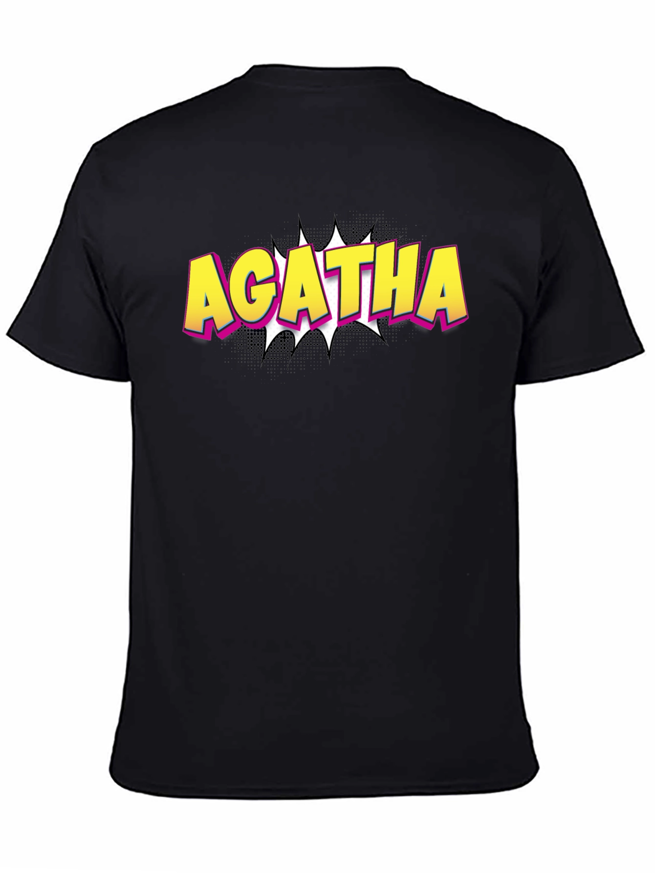 Agatha Comic Style Graphic Tee - Black Cotton T-Shirt