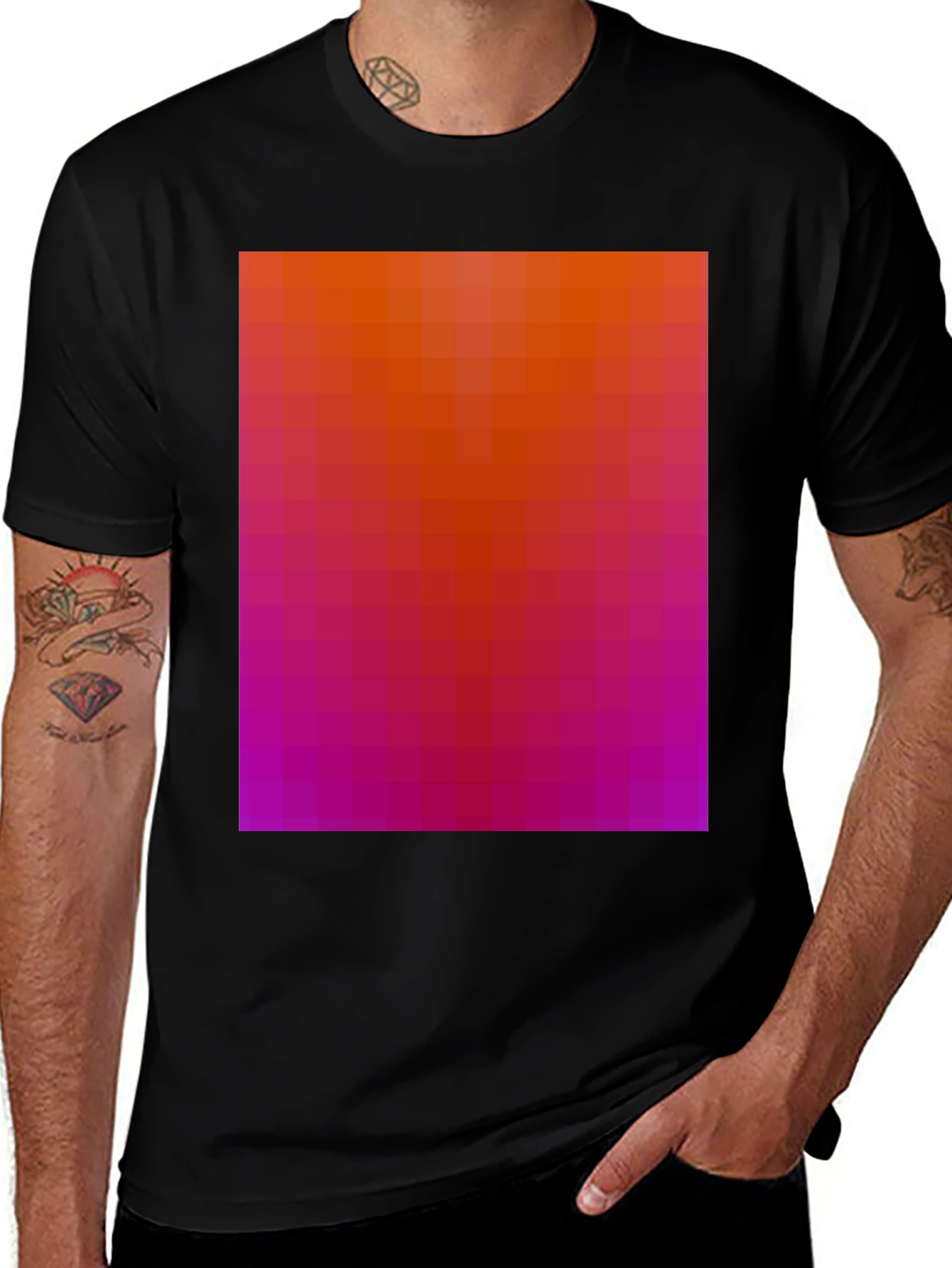 Gradient Pixel Art T-Shirt - Modern Graphic Tee