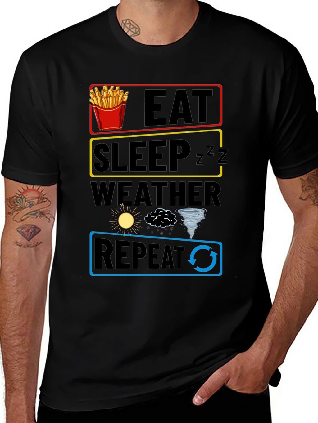 Eat Sleep Weather Repeat Funny Graphic T-Shirt