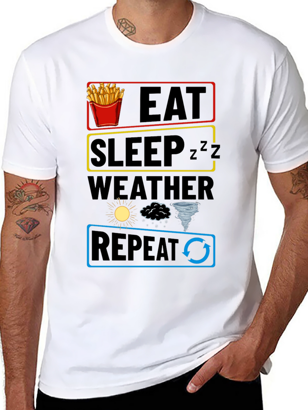 Eat Sleep Weather Repeat Funny Graphic T-Shirt