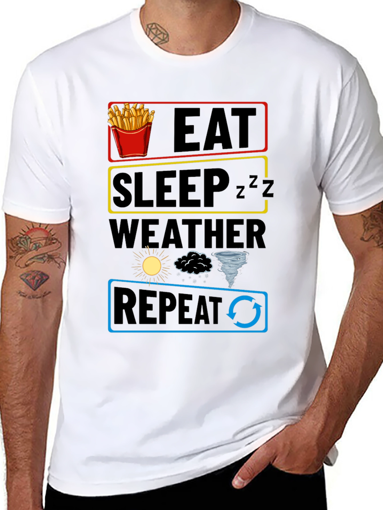 Eat Sleep Weather Repeat Funny Graphic T-Shirt