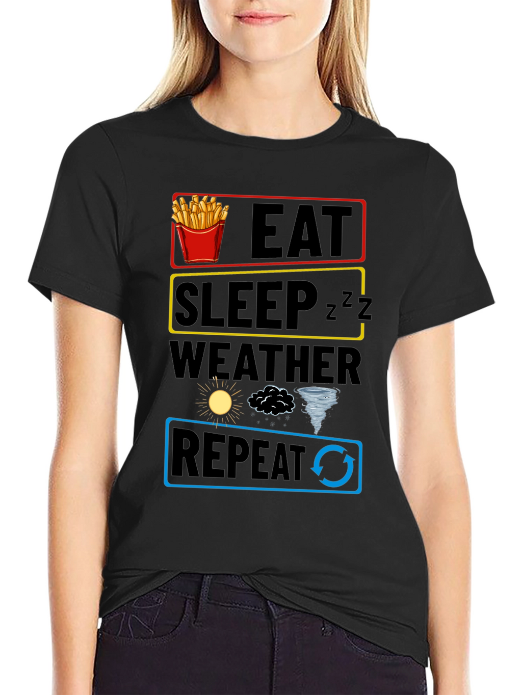 Eat Sleep Weather Repeat Funny Graphic T-Shirt