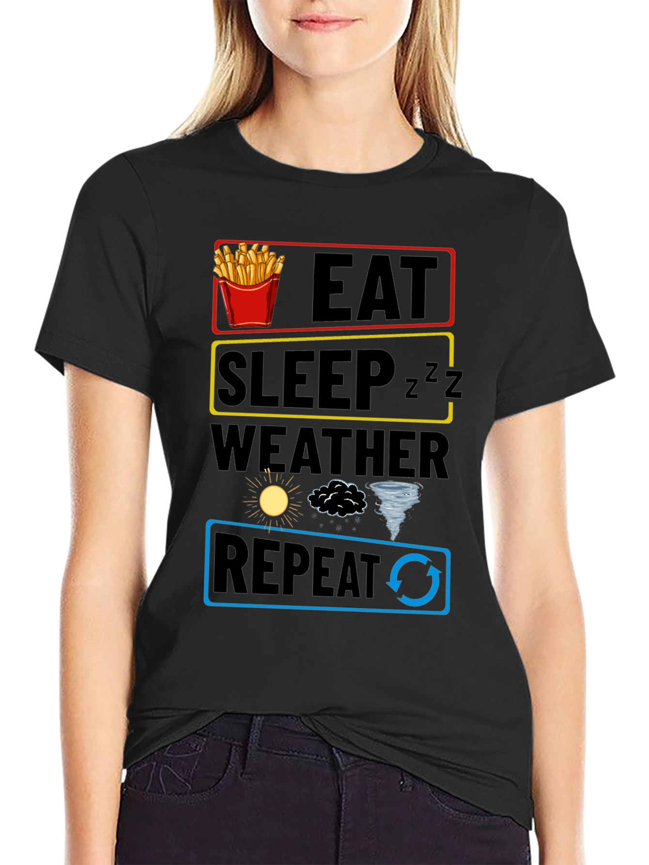 Eat Sleep Weather Repeat Funny Graphic T-Shirt