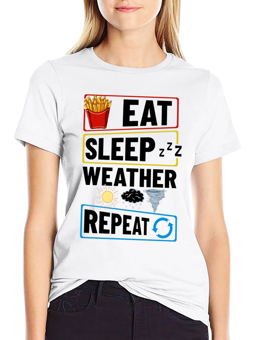 Eat Sleep Weather Repeat Funny Graphic T-Shirt
