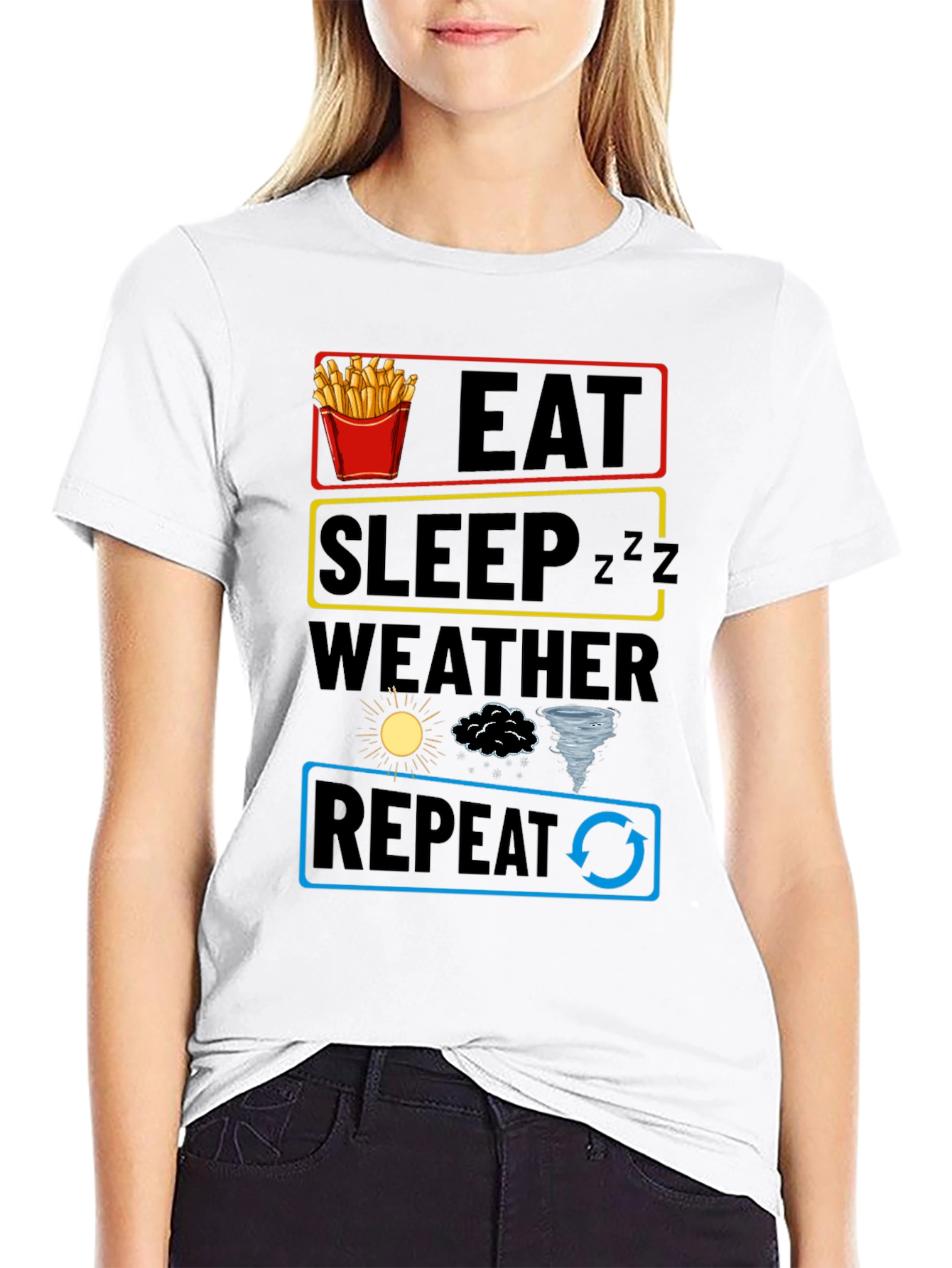 Eat Sleep Weather Repeat Funny Graphic T-Shirt