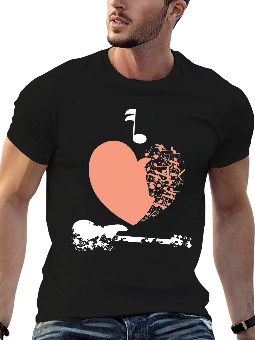 Musical Heart Guitar Graphic Tee