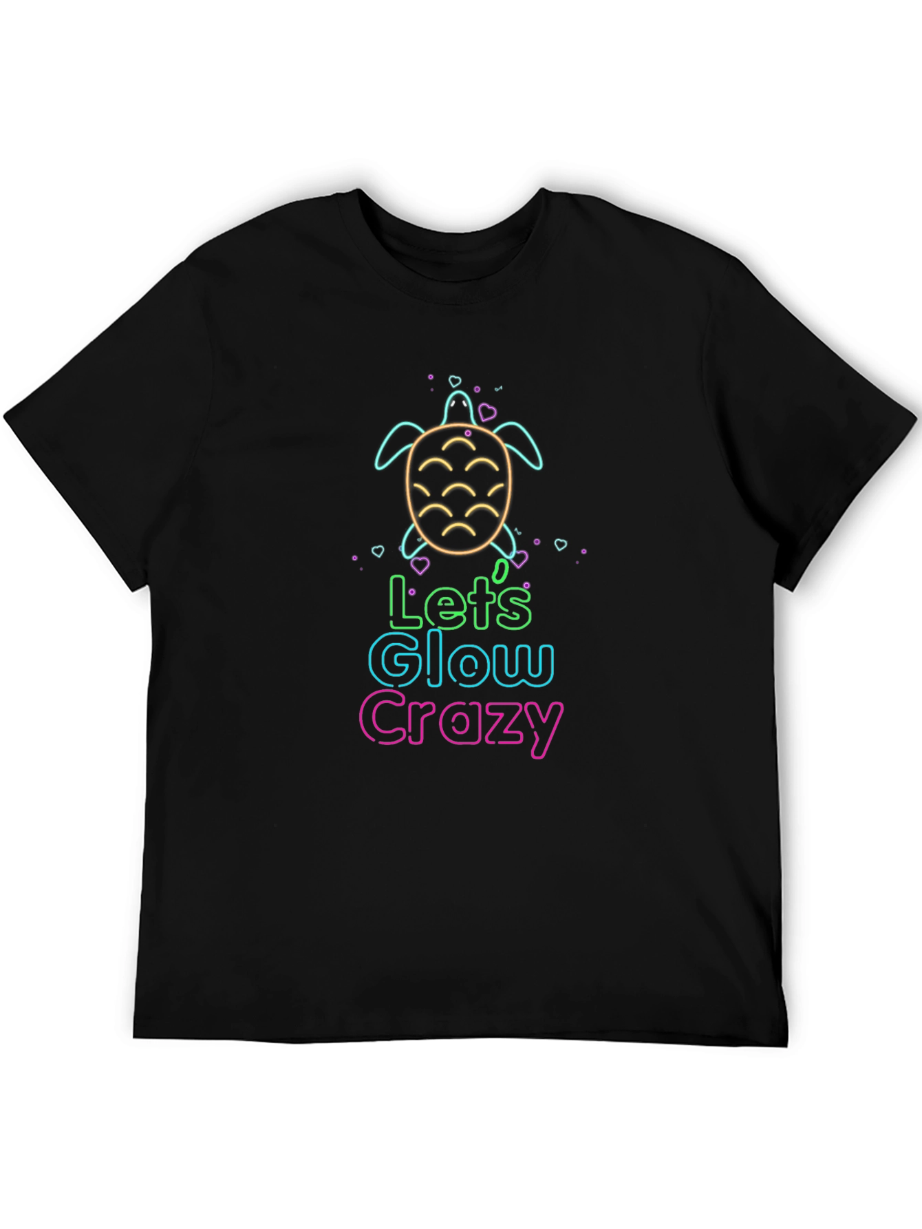 Lets Glow Crazy Turtle Graphic Tee - Black