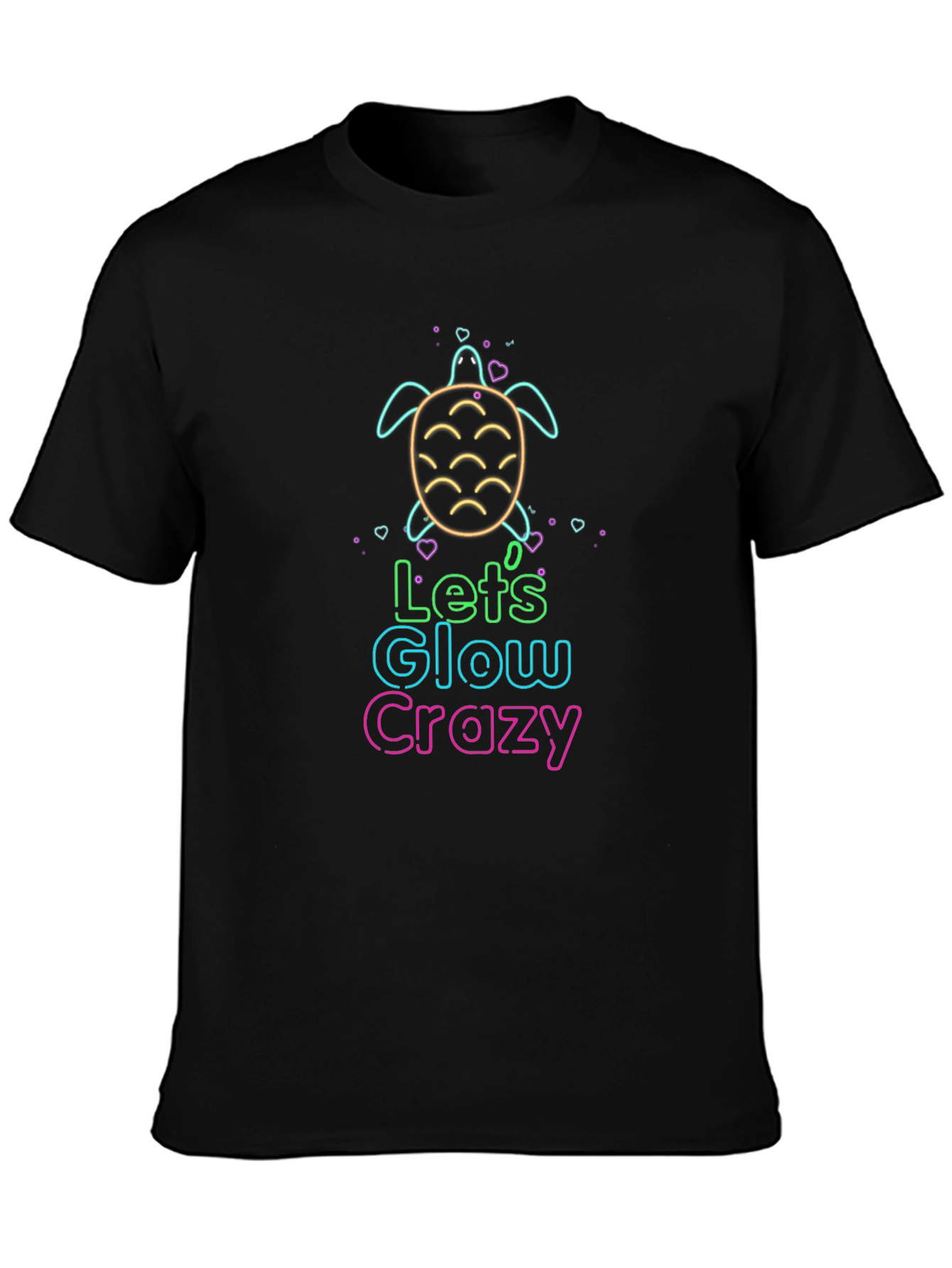 Lets Glow Crazy Turtle Graphic Tee - Black