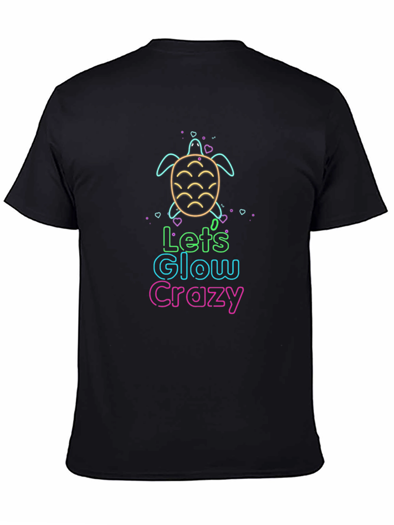 Lets Glow Crazy Turtle Graphic Tee - Black
