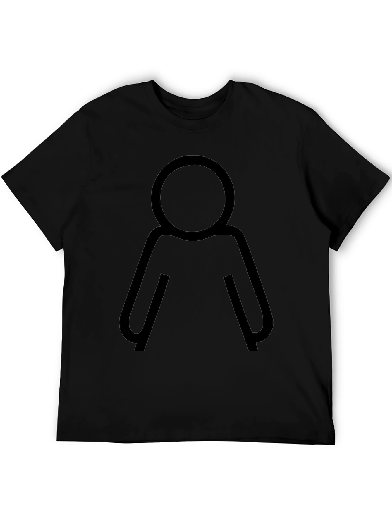 Minimalist Stick Figure Graphic Tee - Black