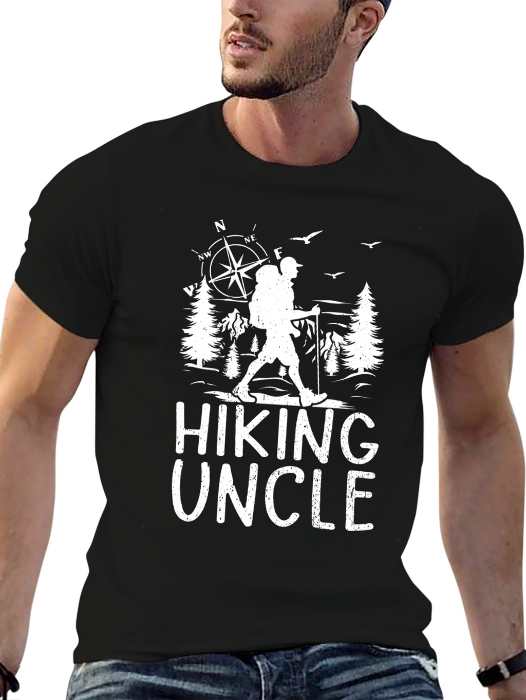 Hiking Uncle Black T-Shirt - Adventure Awaits!