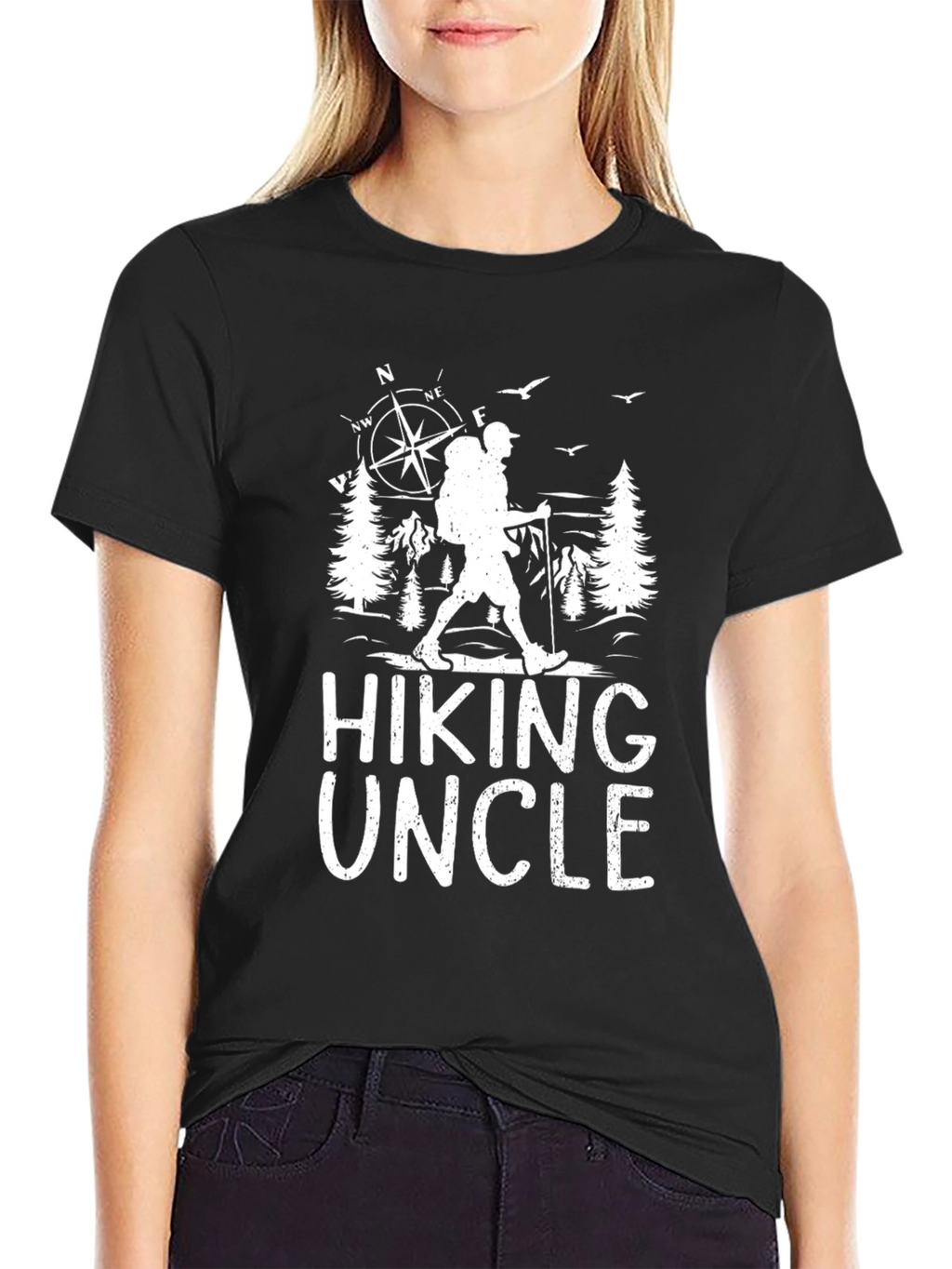 Hiking Uncle Black T-Shirt - Adventure Awaits!