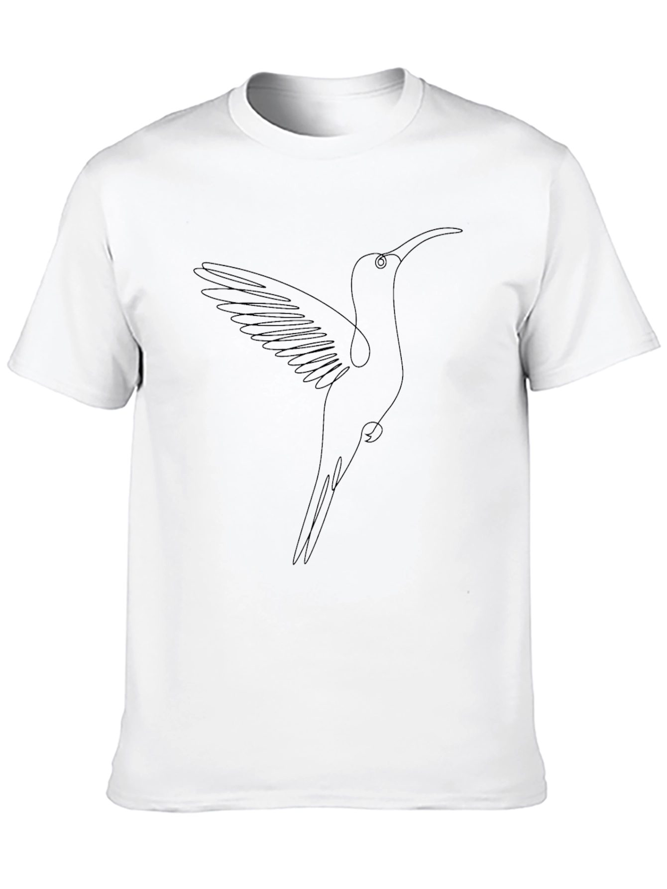 Hummingbird Line Art Graphic Tee - Black