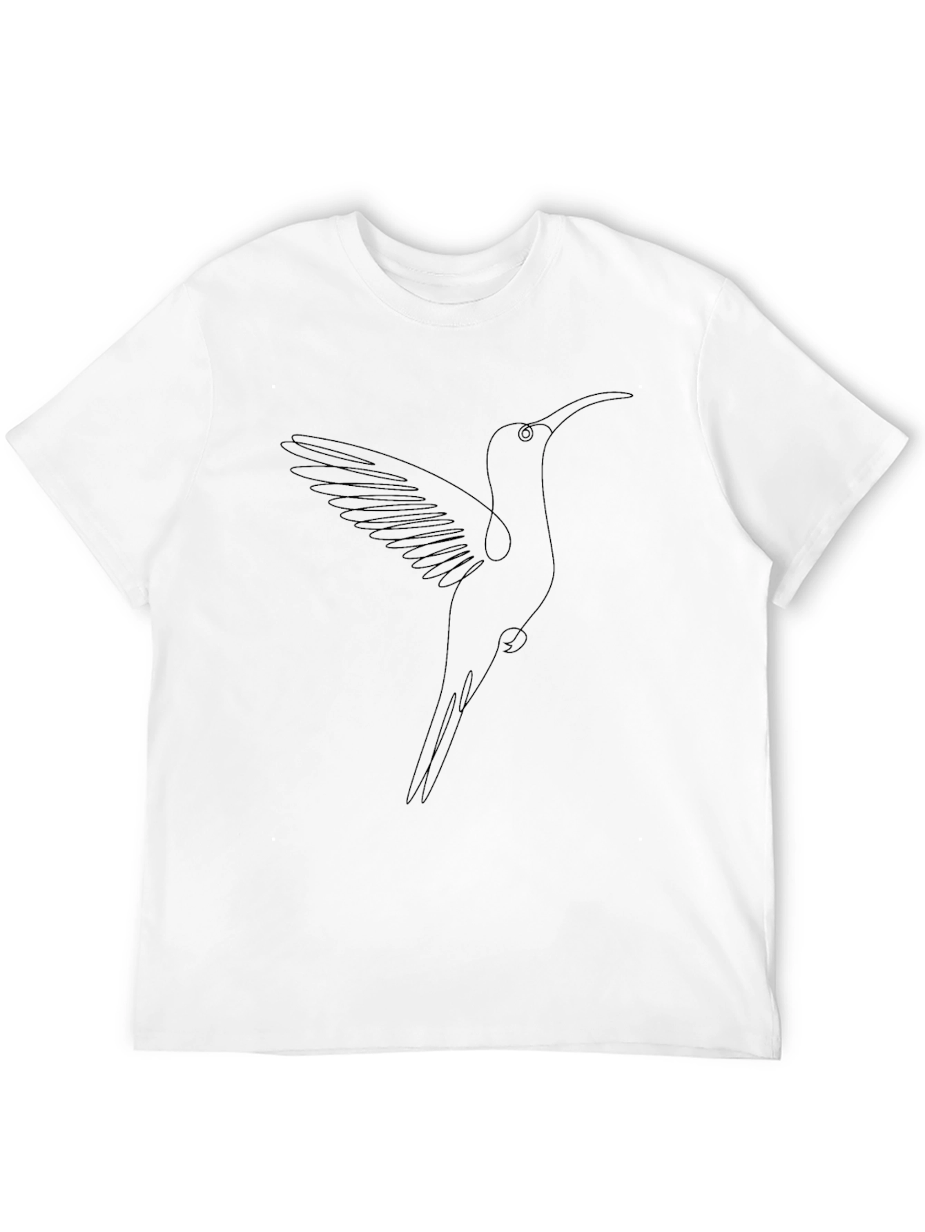 Hummingbird Line Art Graphic Tee - Black