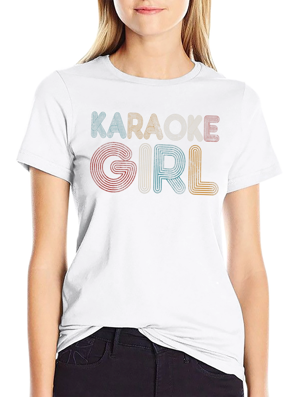 Karaoke Girl Retro Style Black Tee