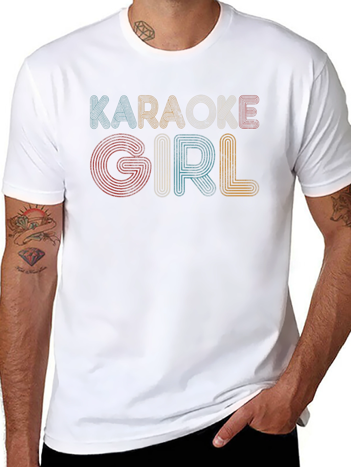 Karaoke Girl Retro Style Black Tee