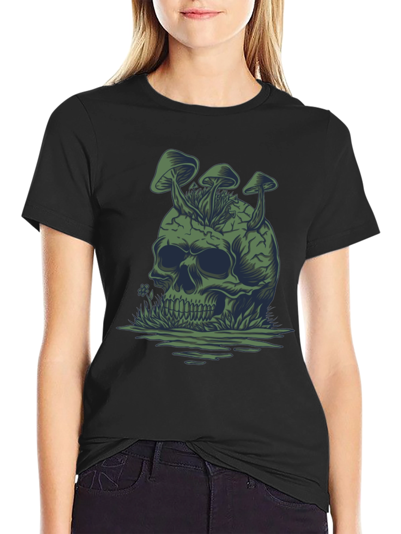 Mushroom Skull Graphic Tee - Unique Dark Humor