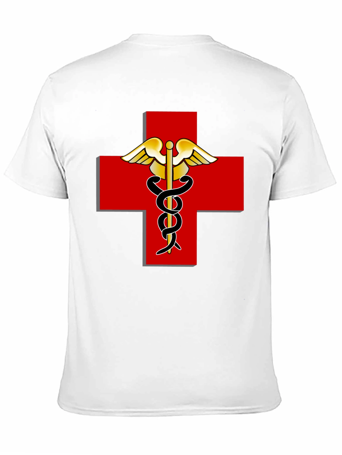 Medical Caduceus Red Cross Black T-Shirt