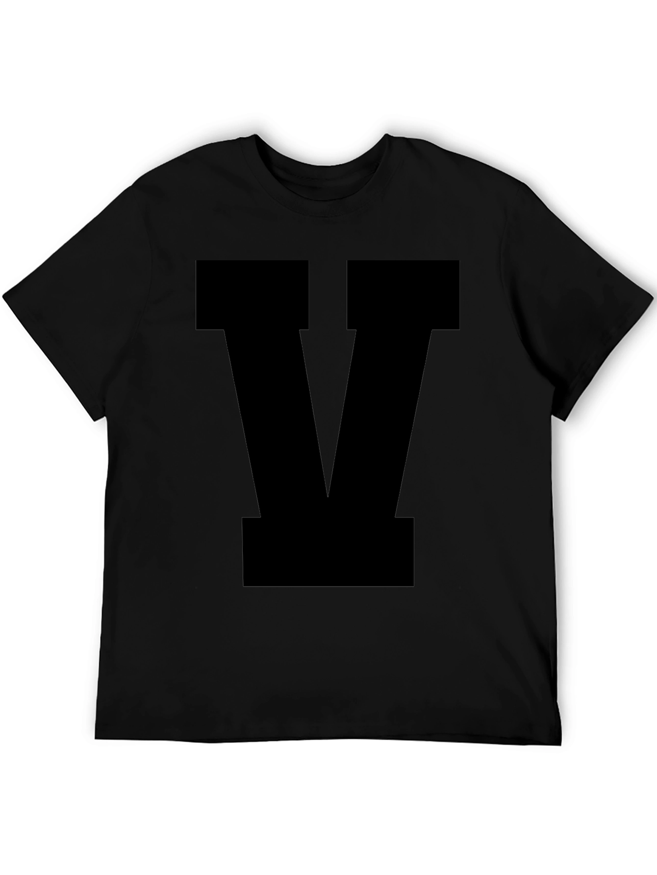 Bold Letter V Graphic Tee - Classic Black