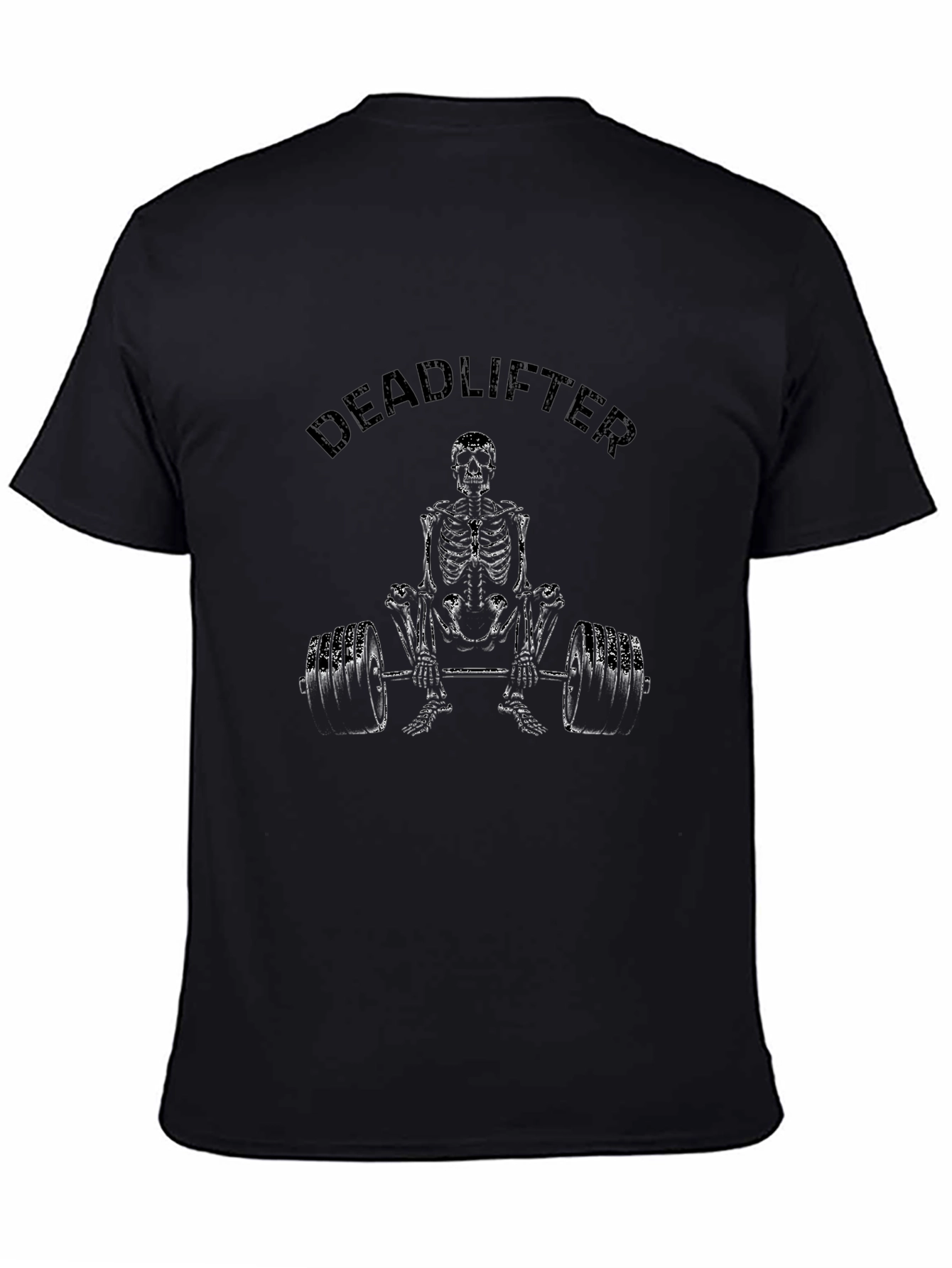 Deadlifter Skeleton Graphic Tee - Black Cotton T-Shirt