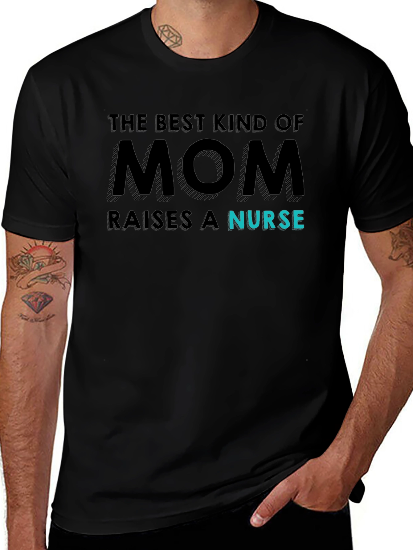 Best Mom Raises A Nurse Black Graphic Tee