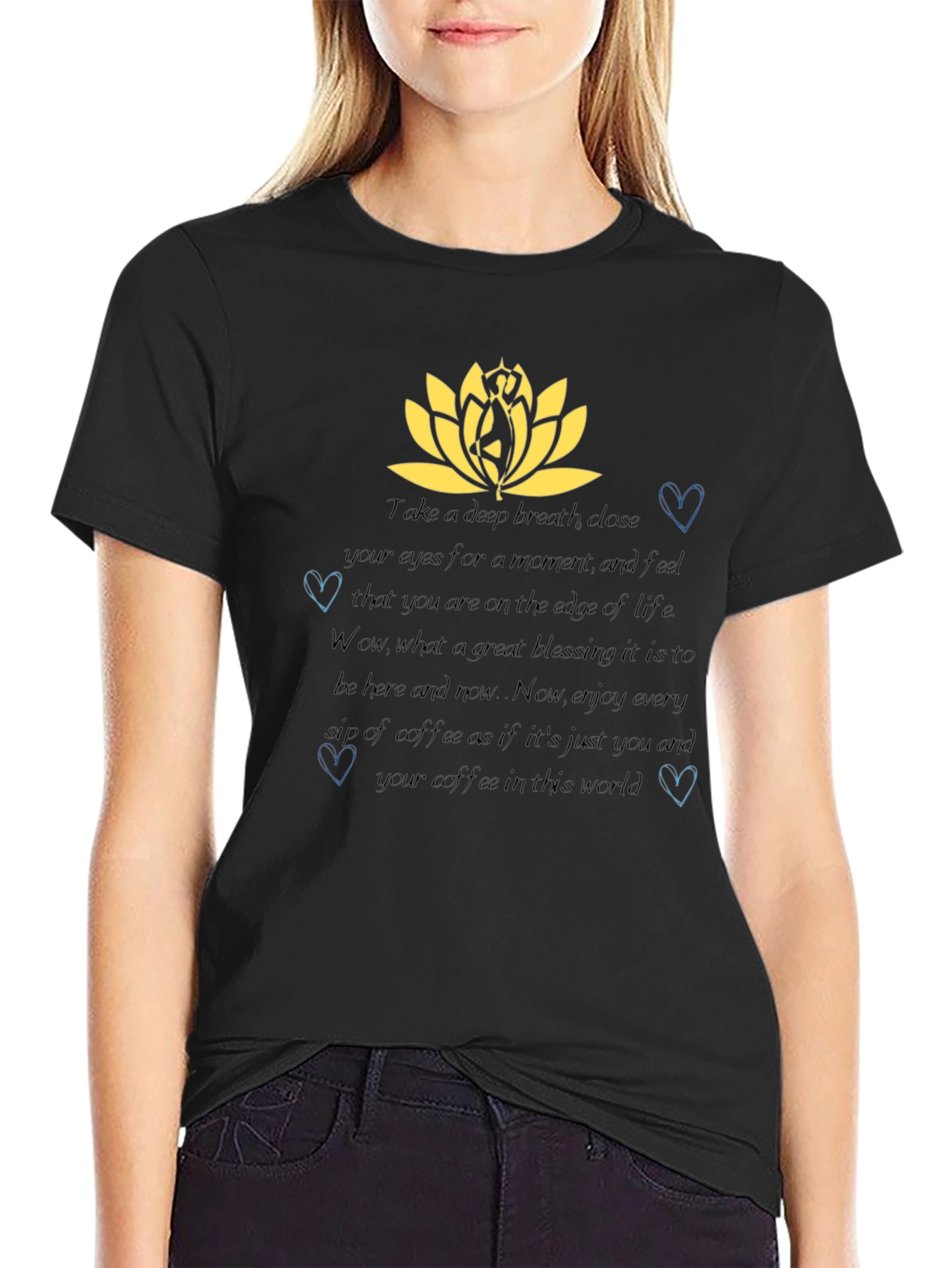 Mindful Coffee T-Shirt - Lotus & Heart Design