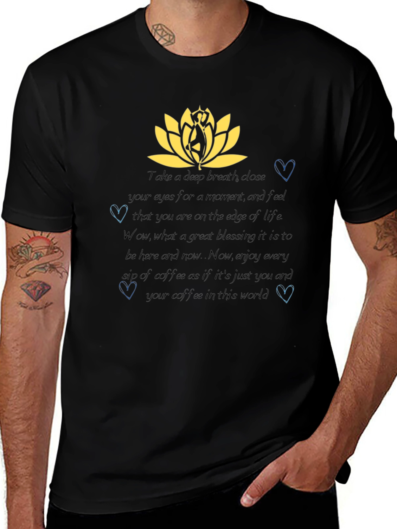 Mindful Coffee T-Shirt - Lotus & Heart Design