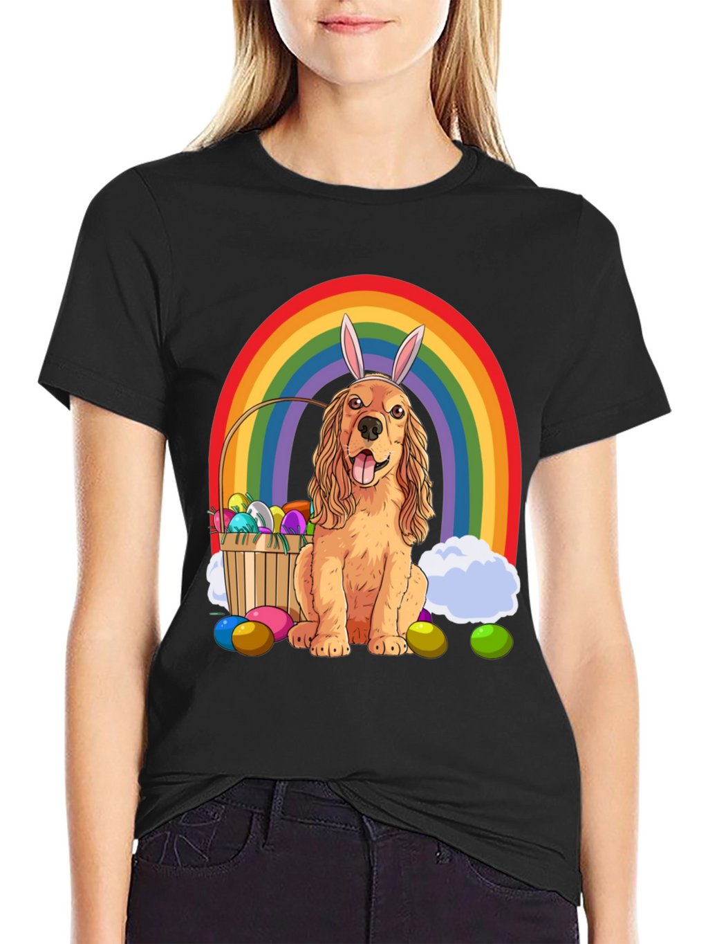 Easter Dog Rainbow Graphic Tee
