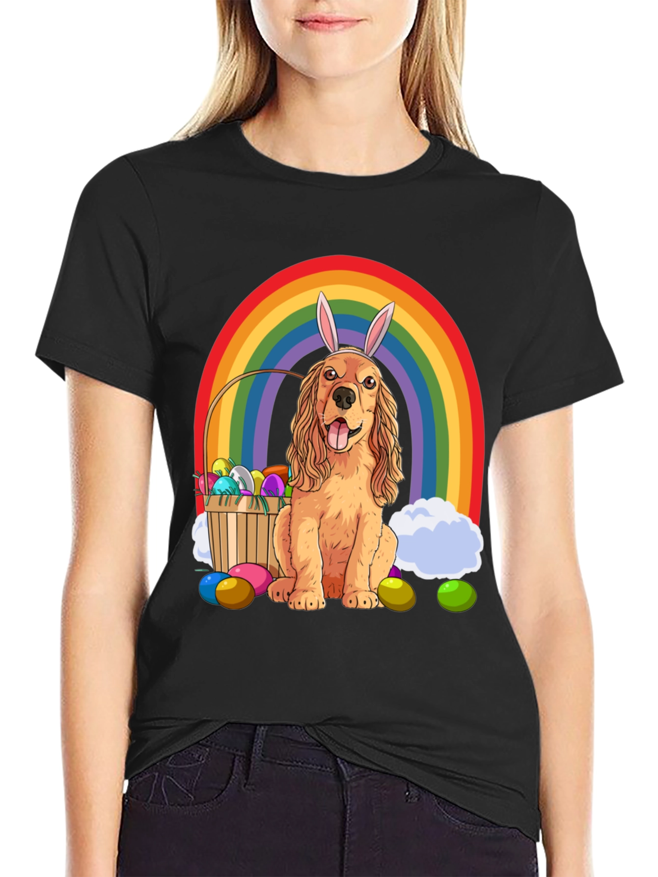 Easter Dog Rainbow Graphic Tee