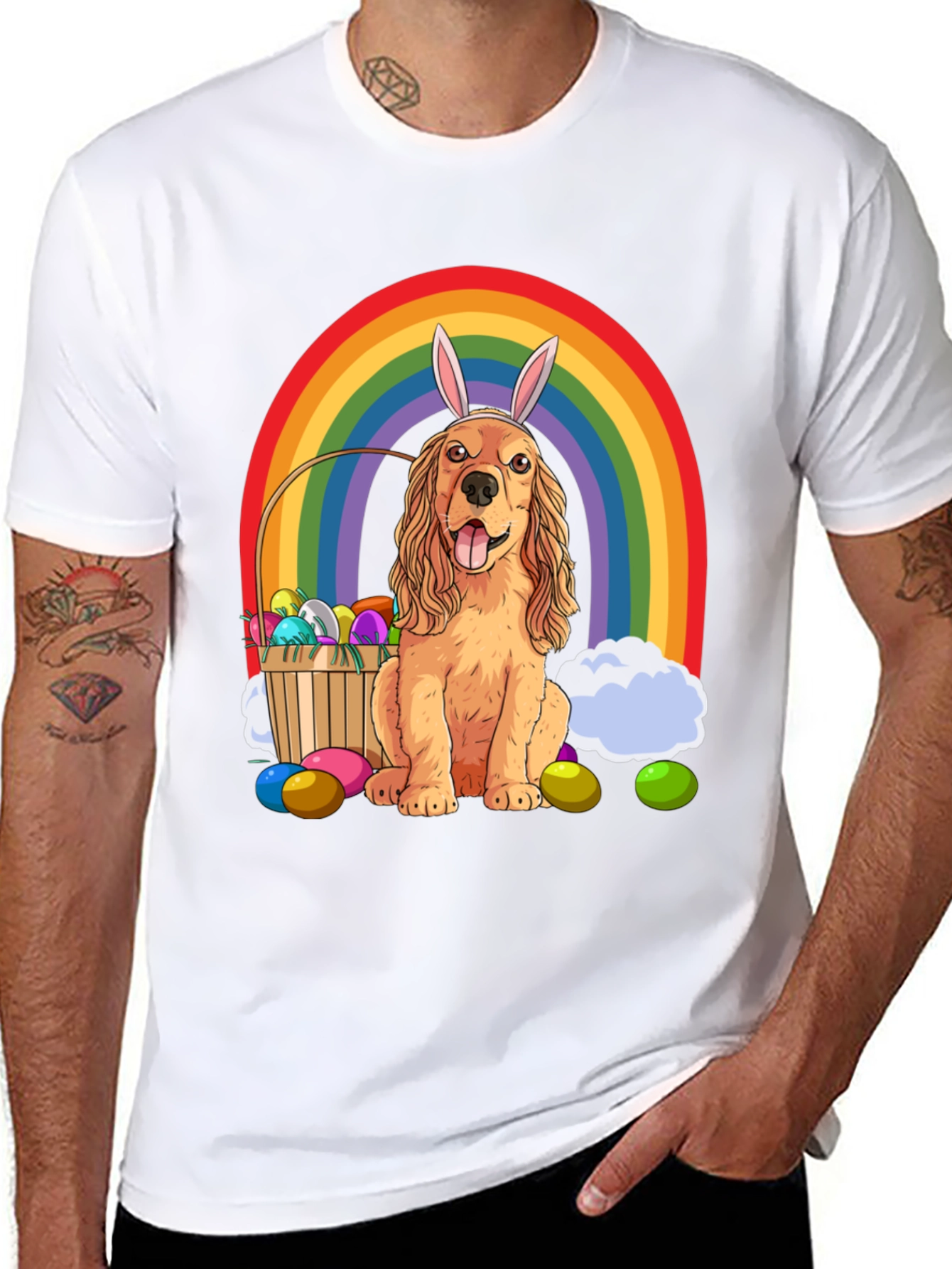 Easter Dog Rainbow Graphic Tee