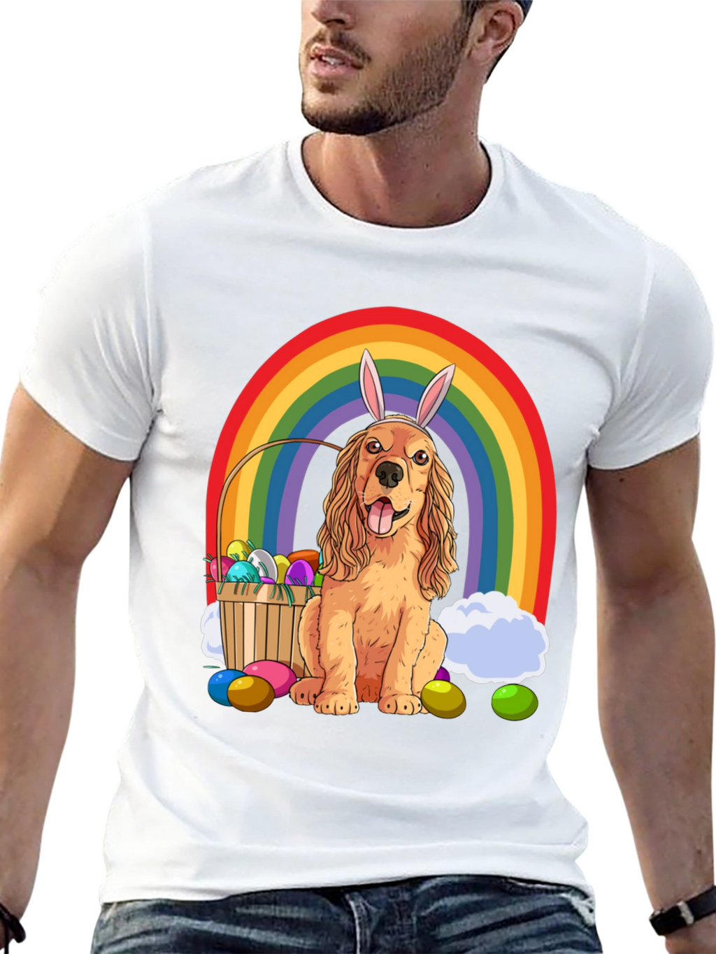Easter Dog Rainbow Graphic Tee