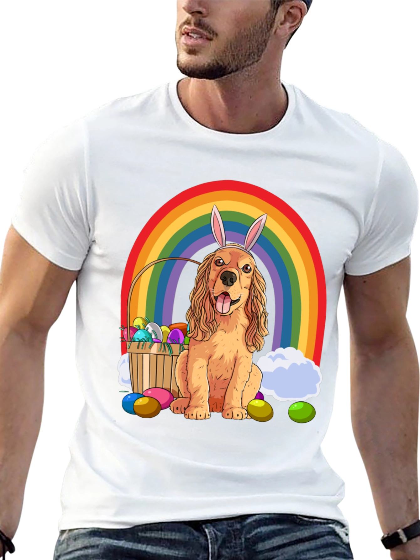 Easter Dog Rainbow Graphic Tee