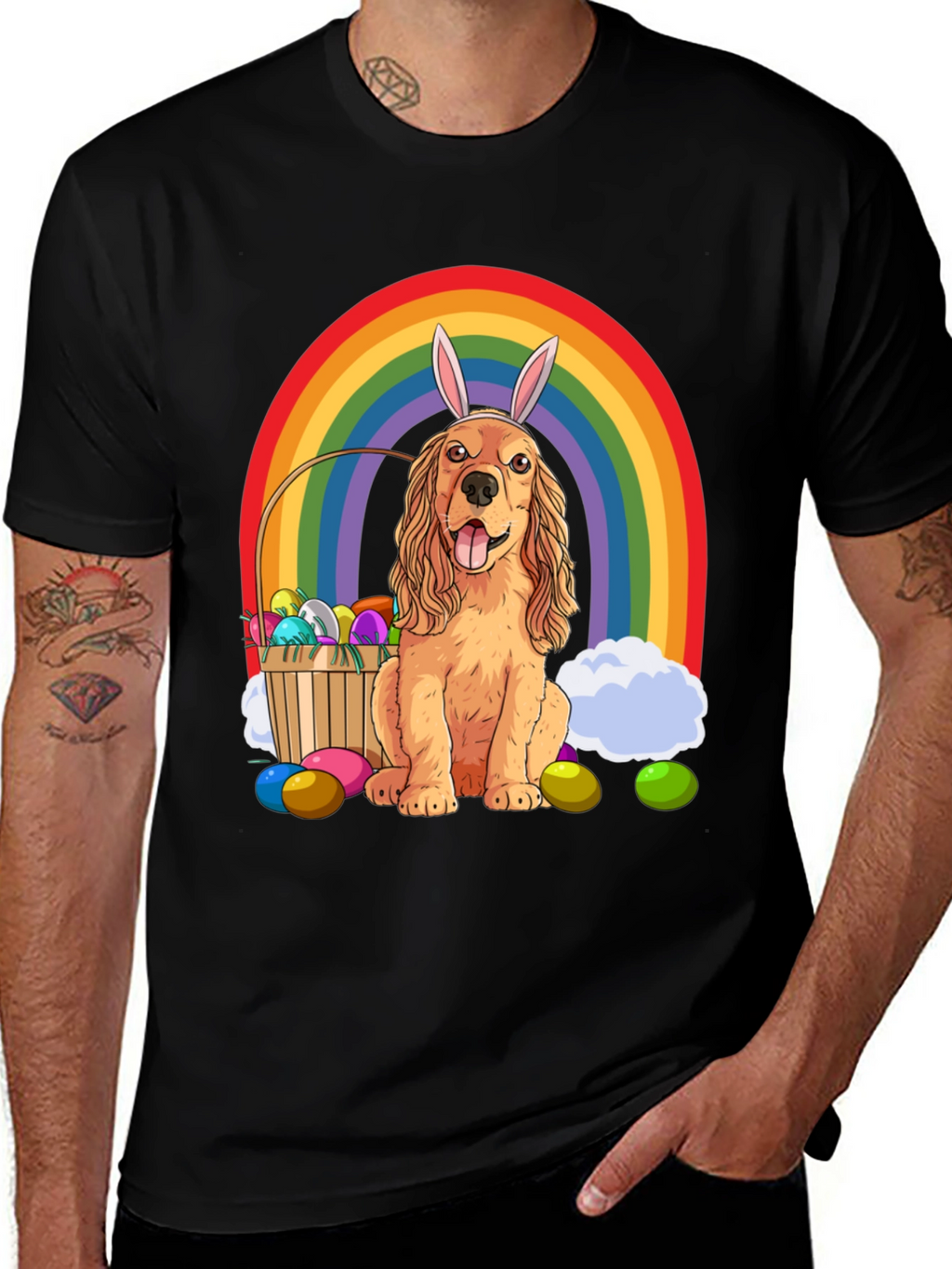 Easter Dog Rainbow Graphic Tee